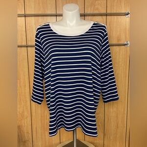 Blair Navy and White Striped Blouse SZ - 3XL